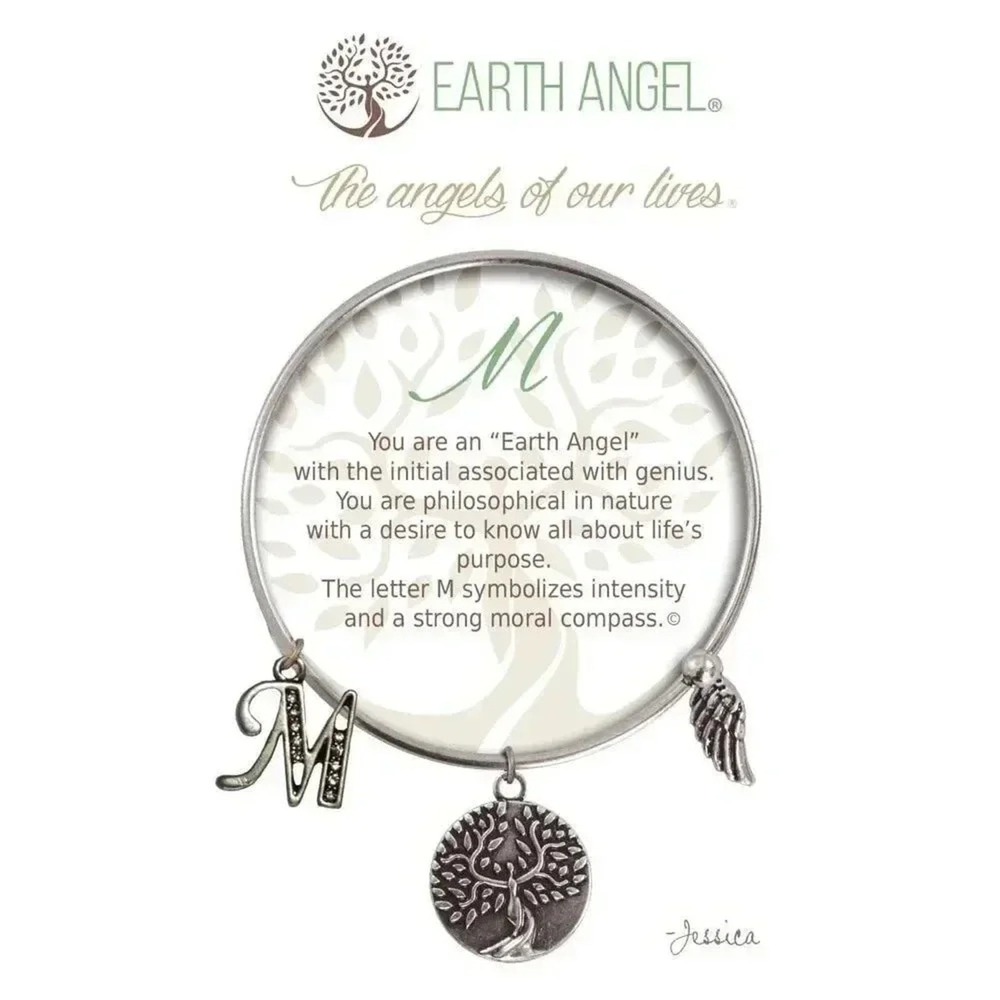 Earth Angel Women's M Initial Bracelet Silver Expandable Gift Birthday NWT Boho